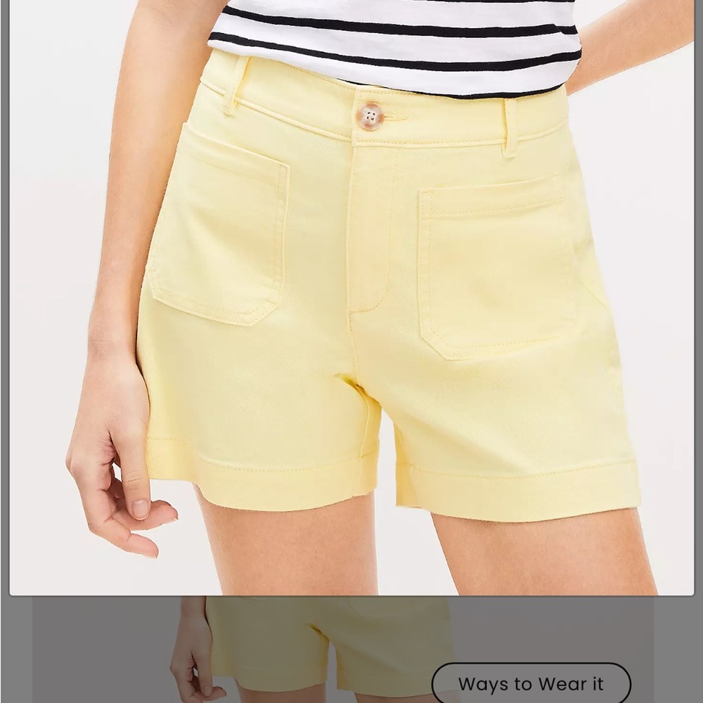 LOFT Butter Yellow Shorts High-Rise Tailored - Size 12